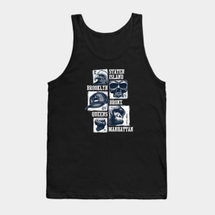 Five Boroughs new York City With Eagle, Skull, Gorilla, Dinosaur, Baseball cap. Tank Top